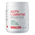 Container of Acetyl L-Carnitine powder with Gen-Tec branding on a white background