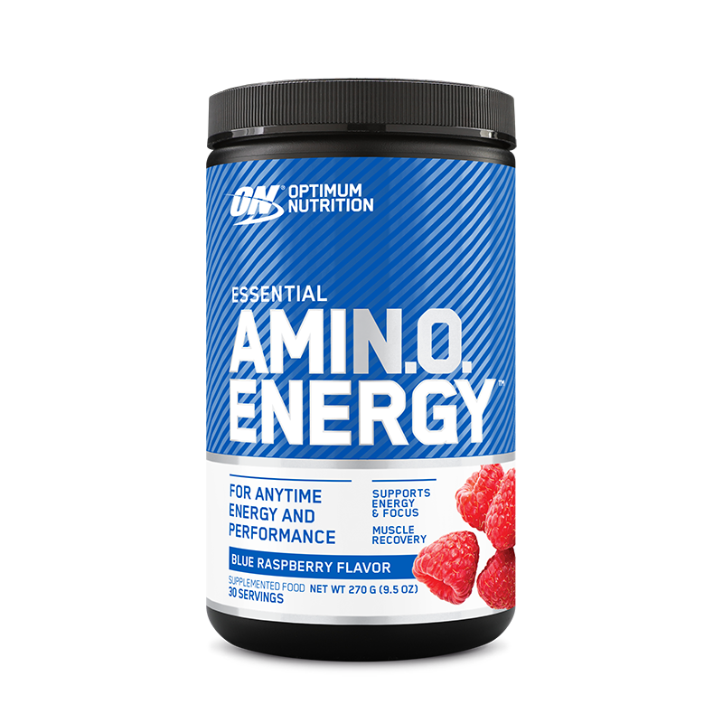 Optimum Nutrition Amino Energy supplement container on a white background
