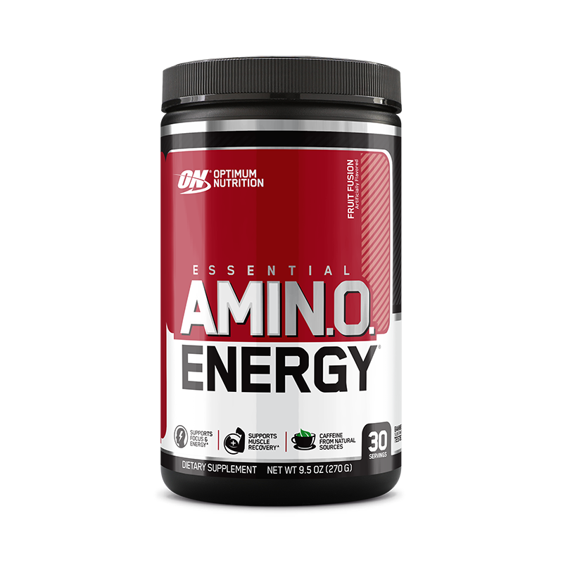 Optimum Nutrition Essential Amino Energy supplement container on a white background