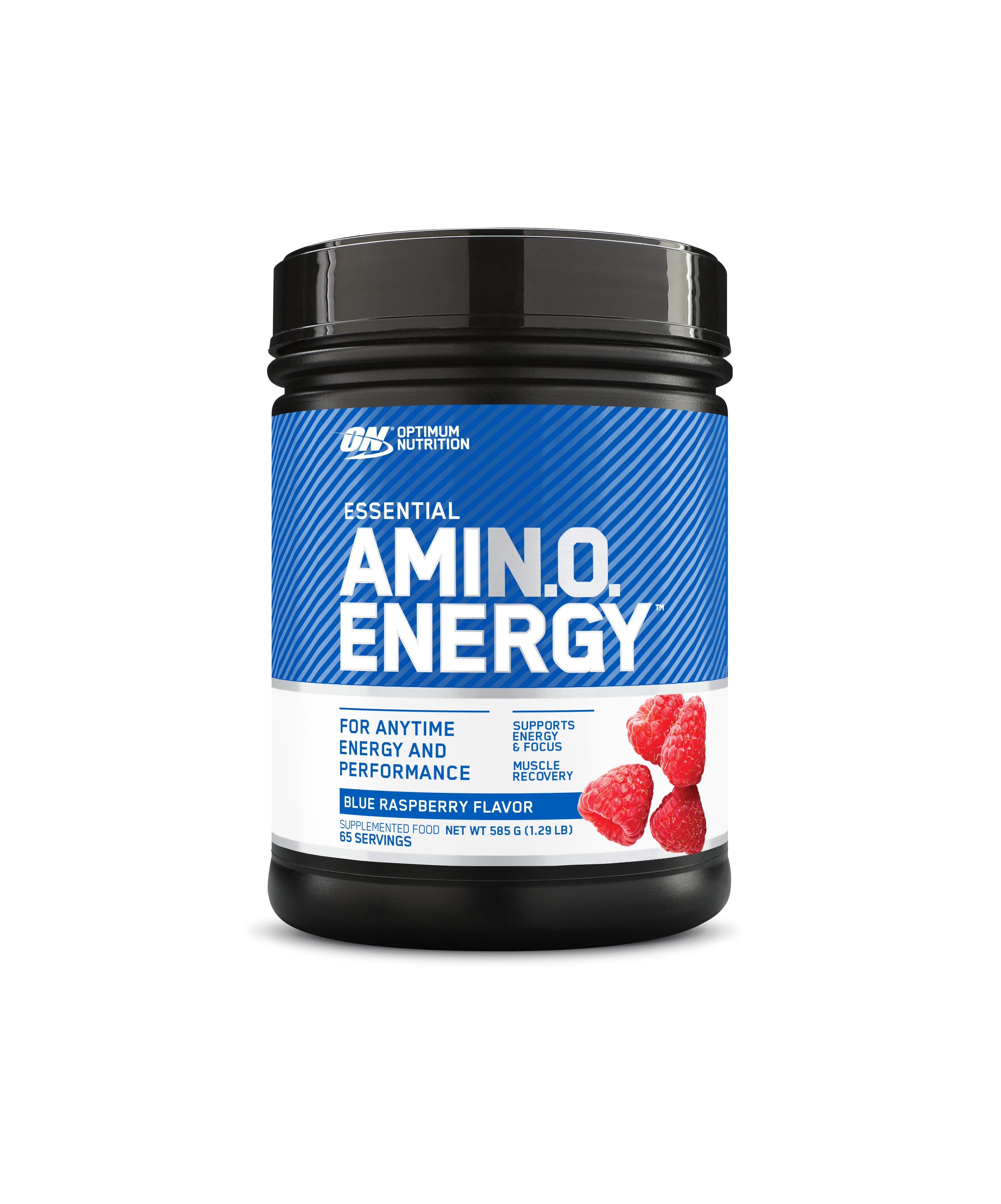 Optimum Nutrition Amin.O Energy supplement container on a white background