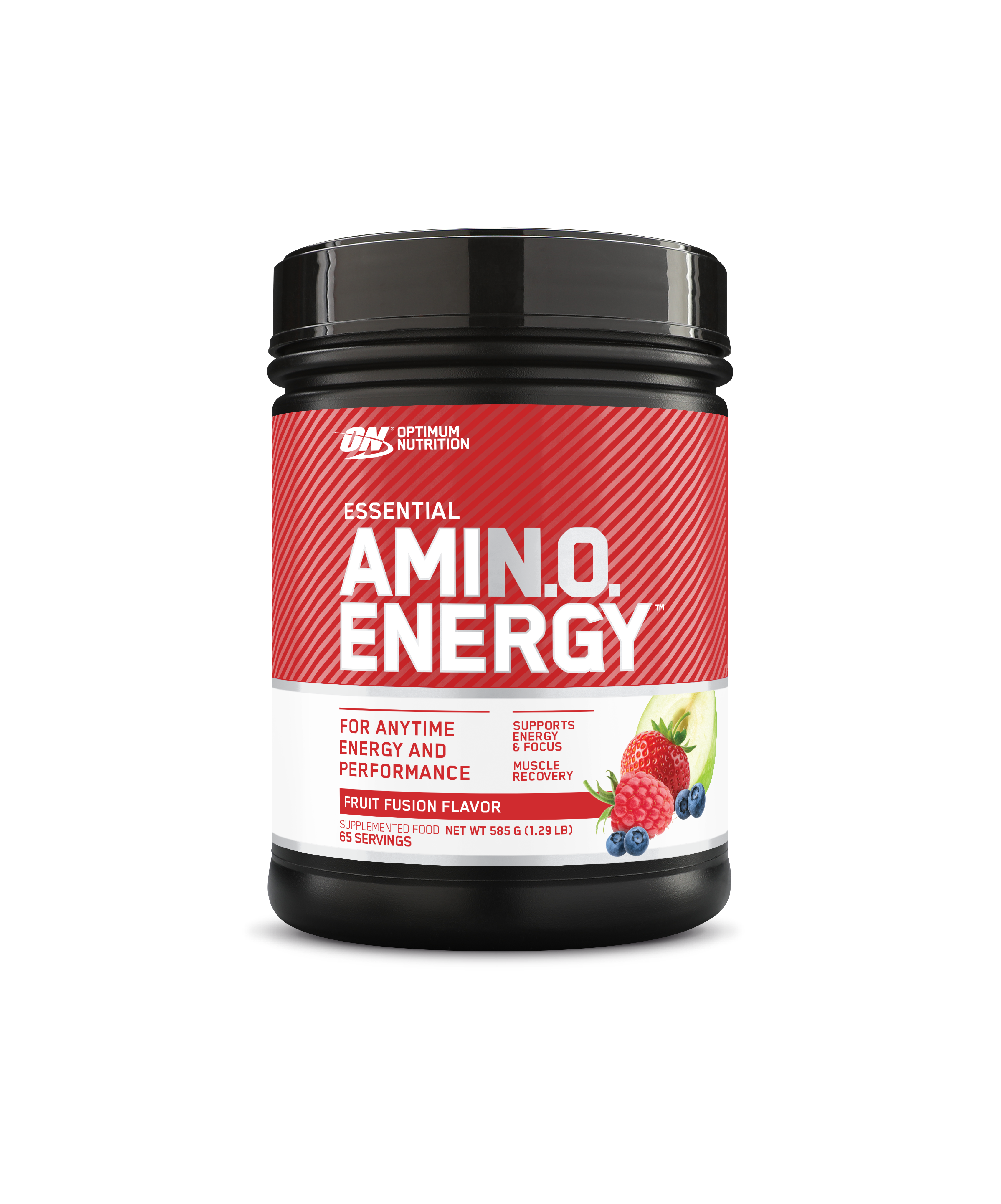 Optimum Nutrition Amin.O Energy supplement container on a white background