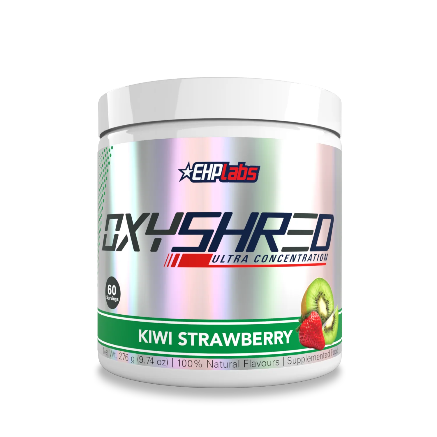 OxyShred supplement container with EHP Labs branding on a white background