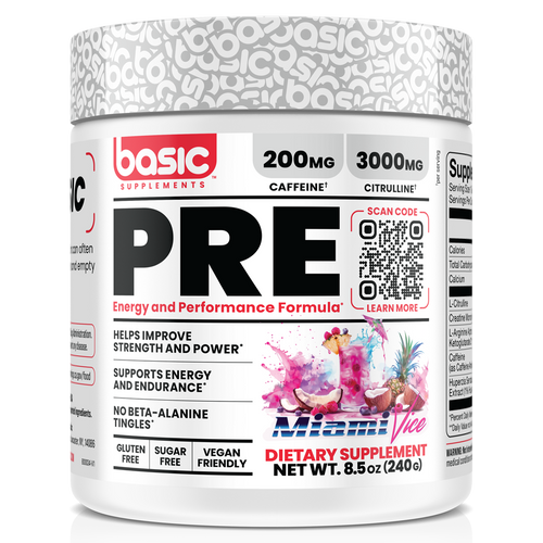 Basic Supplements PRE Energy and Performance Formula 240g Miami Vice
