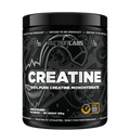 Black container of Faction Labs Creatine powder on a black background
