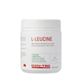 Container of L-Leucine powder by Gen-Tec Nutraceuticals on a white background