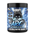 Krupt Villain ARC pre-workout supplement container with blue and black design