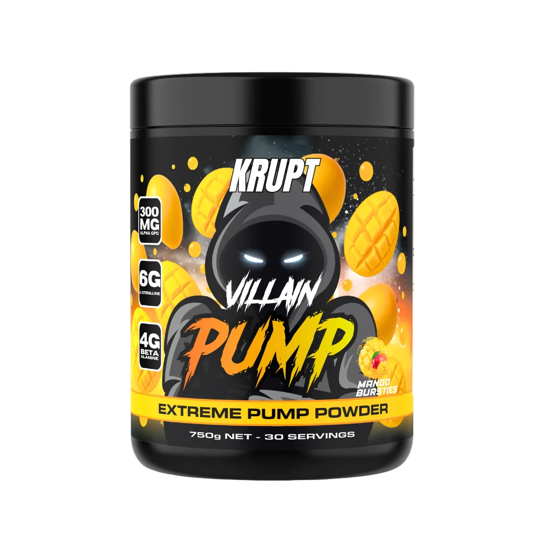 Krupt Villain Pump extreme pump powder container on a white background