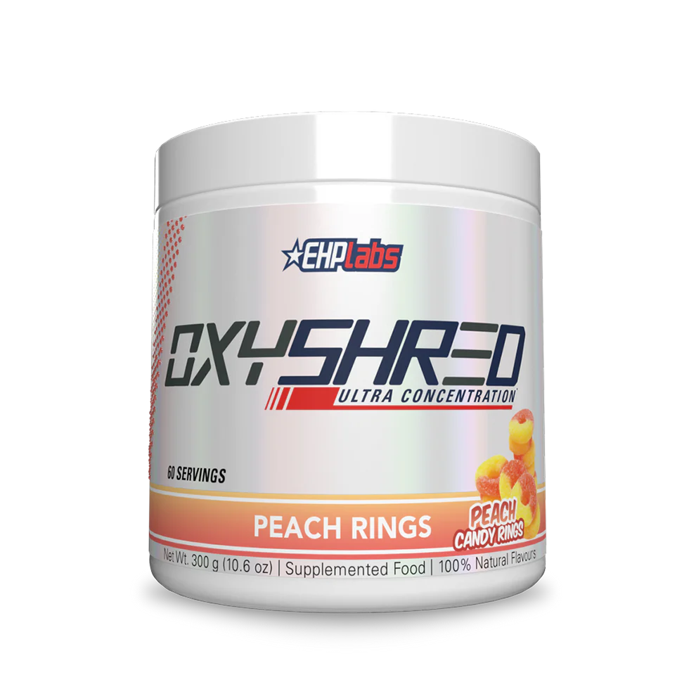 OxyShred supplement container by EHP Labs on a white background