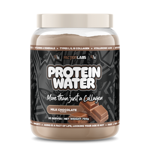 Protein water container with Factor Labs branding on a white background