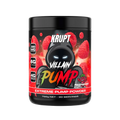 Krupt Villain Pump Extreme Pump Powder container with raspberry flavor on a white background