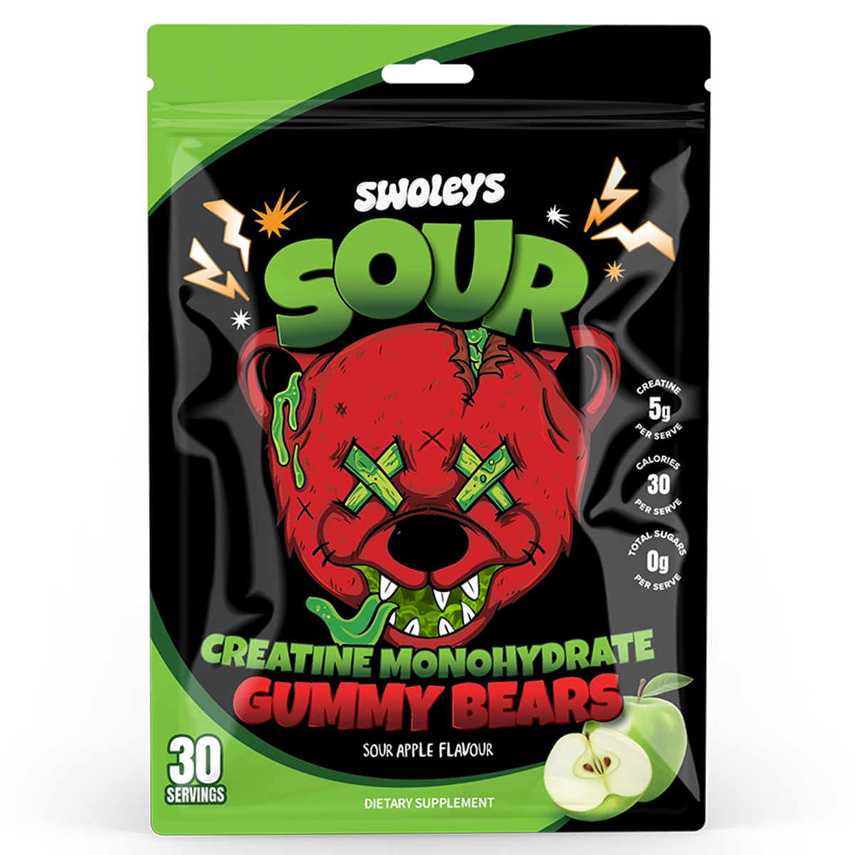 Swoleys Sour Creatine Monohydrate Gummy Bears - Sour Watermelon
