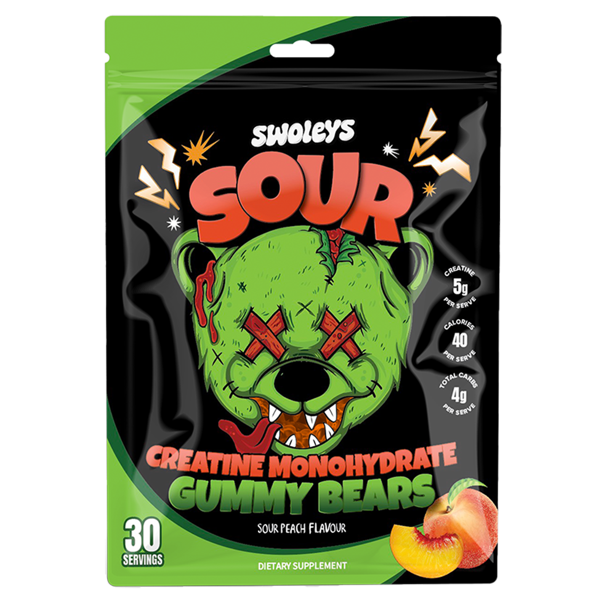 Swoleys Sour Creatine Monohydrate Gummy Bears - Sour Watermelon