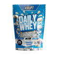 Krupt Daily Whey Lean Protein package with vanilla shake flavor on a white background