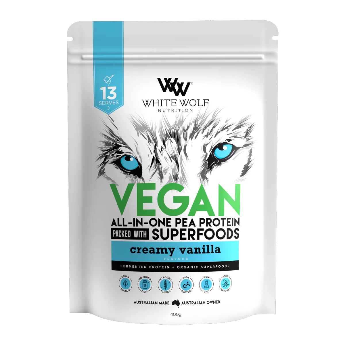 White Wolf Nutrition Vegan All-In-One Pea Protein - Creamy Vanilla 400g