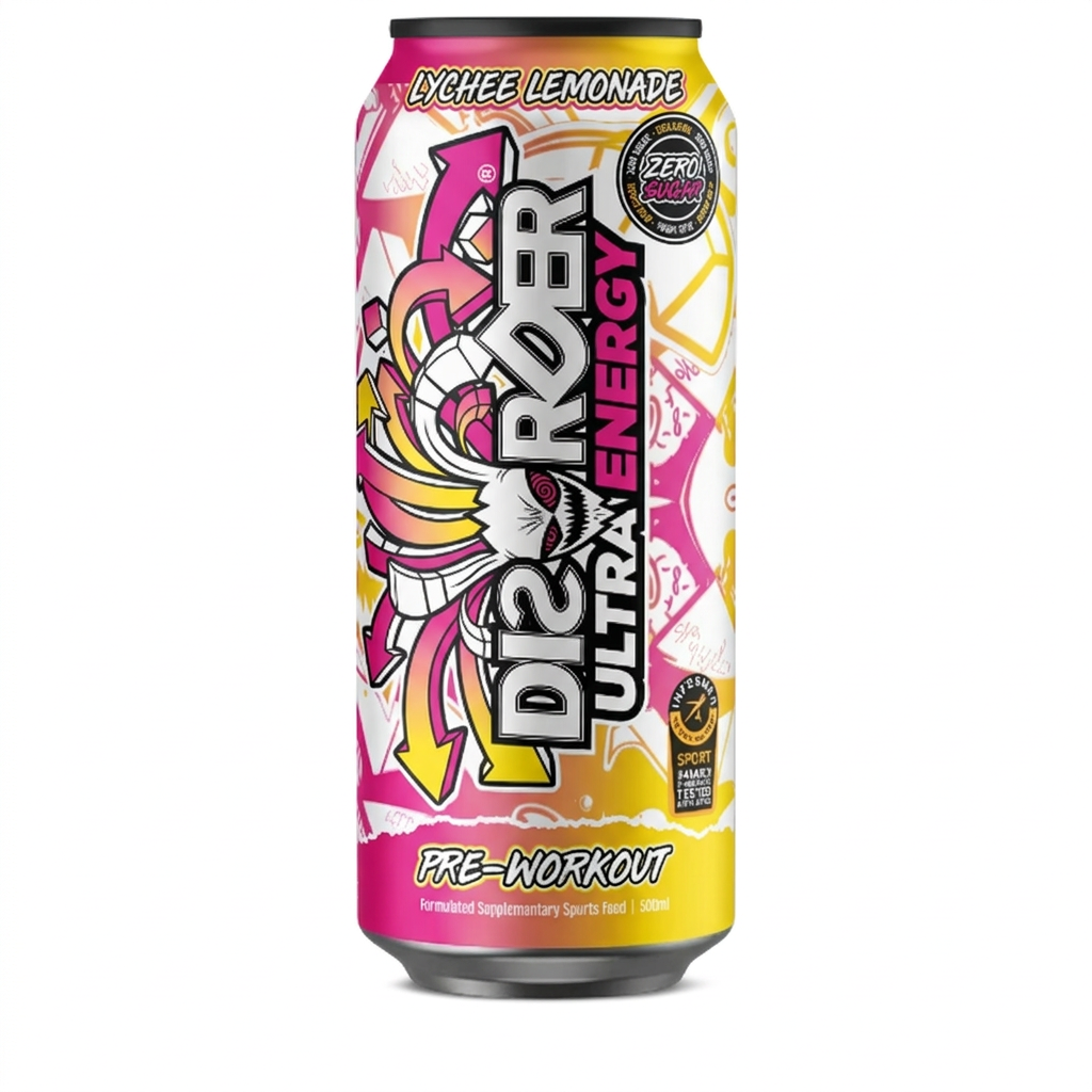 Lychee Lemonade, pink and yellow can mockup